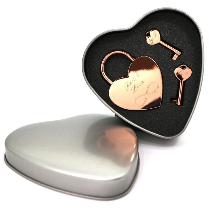 Rostfreies Schloss Gravur Herzform Rosegold